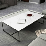 Wide Marble Slim-Frame Coffee Table