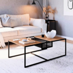 Light Wood Mesh-Shelf Coffee Table