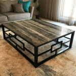 Distressed Wood Lattice Coffee Table