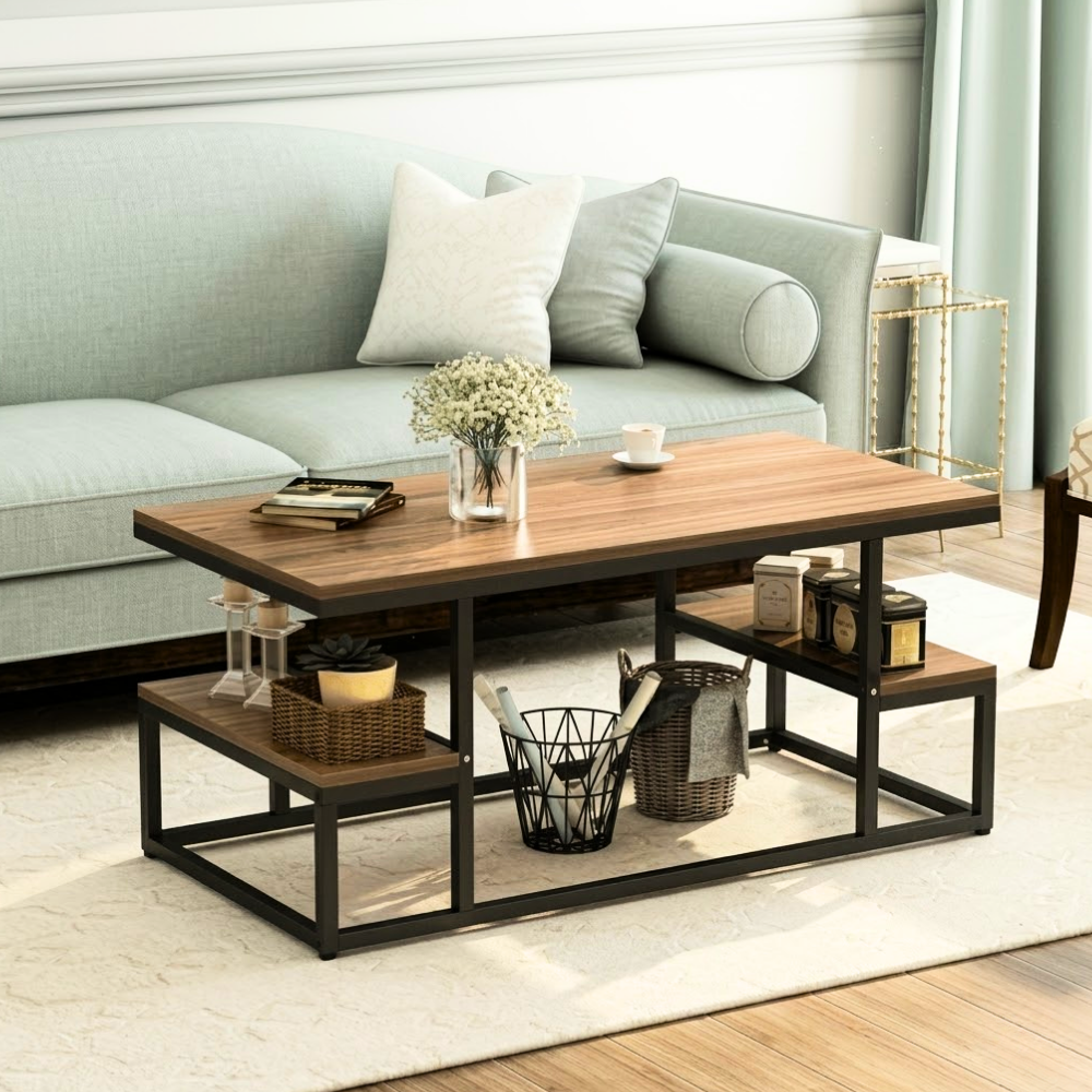 478 Walnut Two-Tier Staggered Coffee Table - Image 1