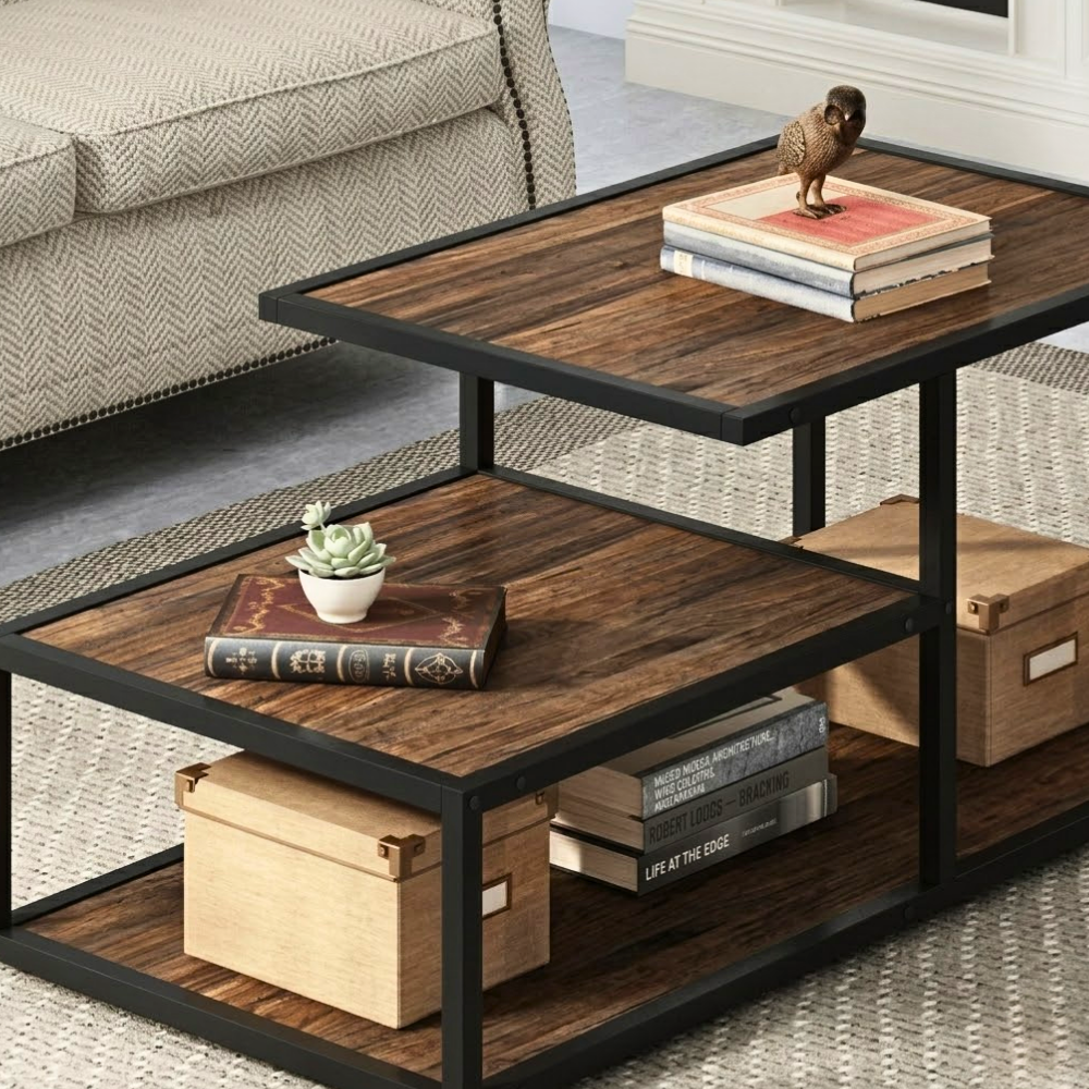 479 Rustic Brown Two-Tier Coffee Table - Image 1