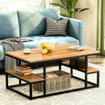 Oak Coffee Table with Basket Storage
