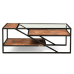 Reclaimed Wood Glass-Inset Coffee Table