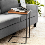 Wood Top C-Shape Sofa Side Table