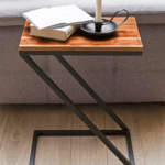 Z-Shape Wood and Metal Side Table