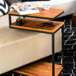 Wood Two-Tier C-Shape Side Table