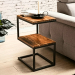 Rustic Wood Two-Shelf C-Table