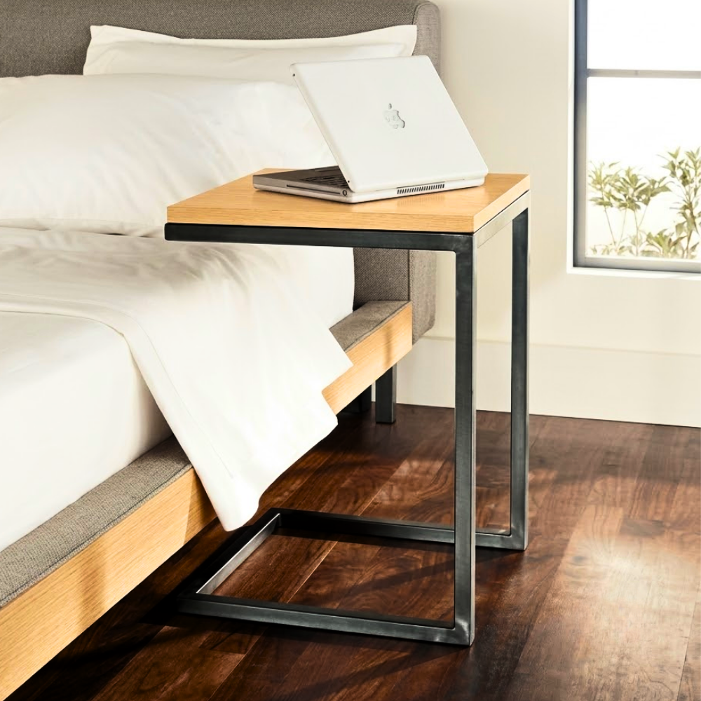 498 Oak C-Shape Bed and Sofa Side Table - Image 1