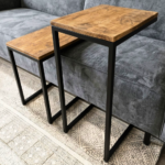 Rustic Wood Nesting C-Table Set
