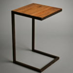 Rustic Oak C-Shape Side Table