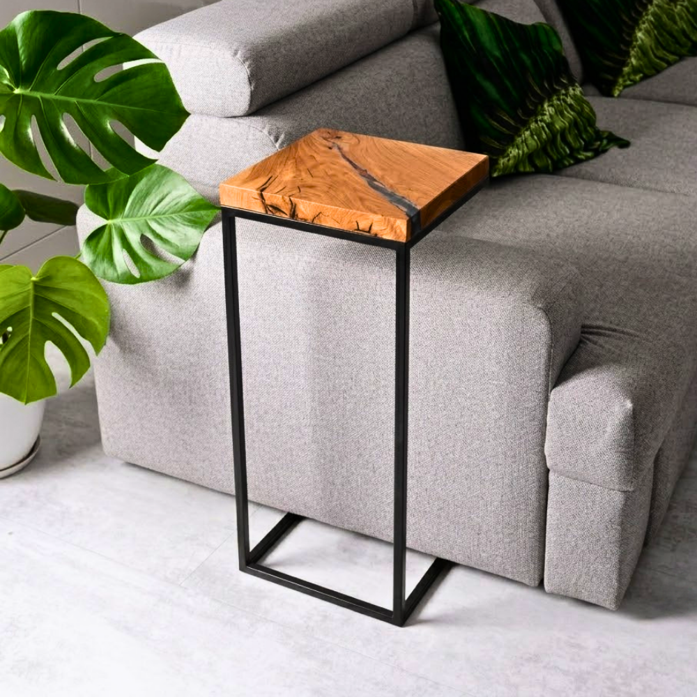 505 Live-Edge Wood C-Shape Side Table - Image 1
