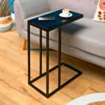 Navy Top Mid-Century C-Side Table