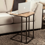 Light Wood Slim C-Shape Side Table