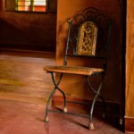 Vintage Carved Wrought Iron Accent Chair