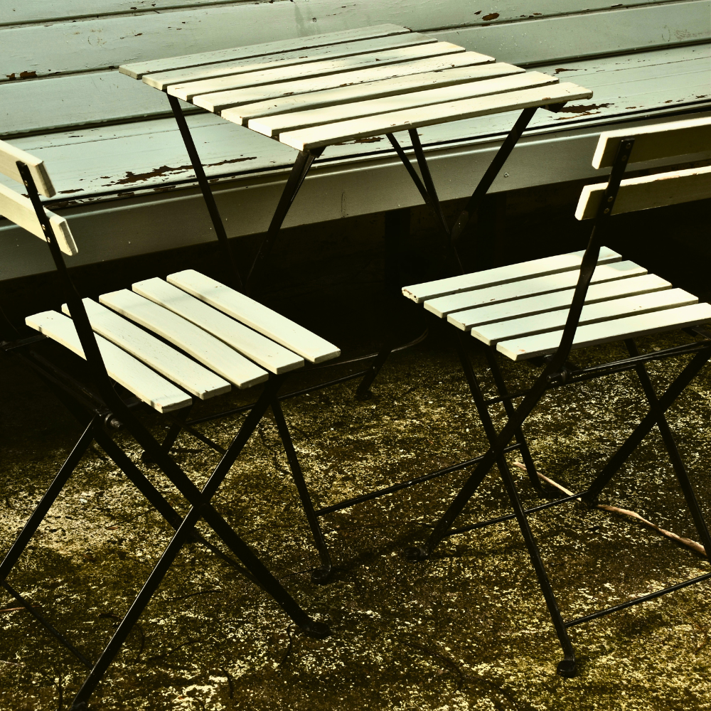 522 Folding Slatted Wood Bistro Chair - Image 1